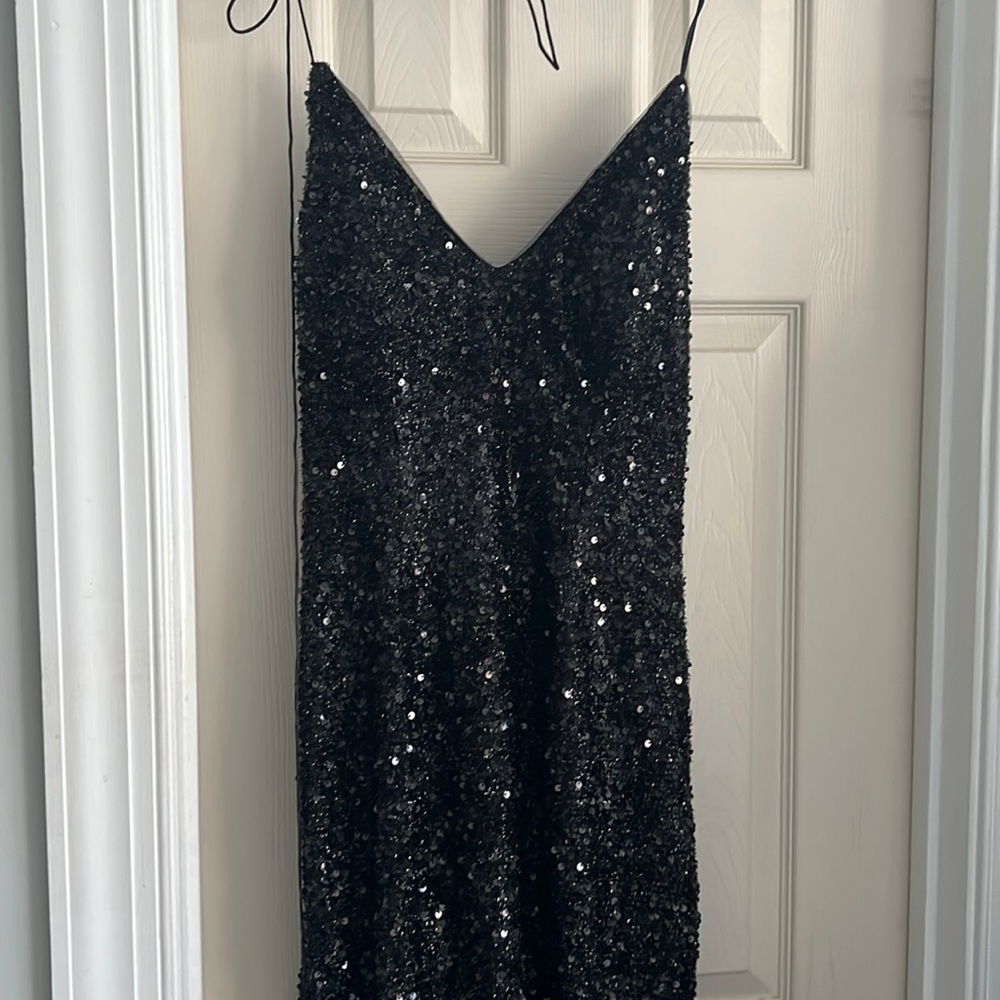 Black maxi dress with leg slit